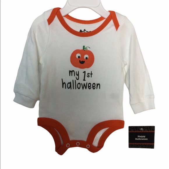 Baby Girl Halloween 0/3 Mo Onesie & Skirt Orange Tutu White Orange Black NWT - Picture 3 of 4
